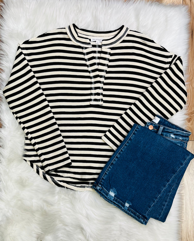 Women’s Black Stripe Sweater Top