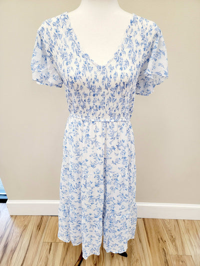 Women's Blu Pepper Curvy Style Blue Floral Maxi Dress - Mini Mee Boutique