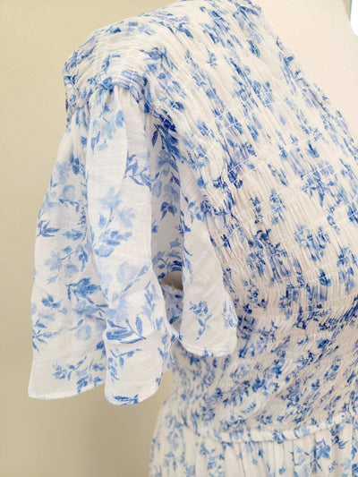 Women's Blu Pepper Curvy Style Blue Floral Maxi Dress - Mini Mee Boutique