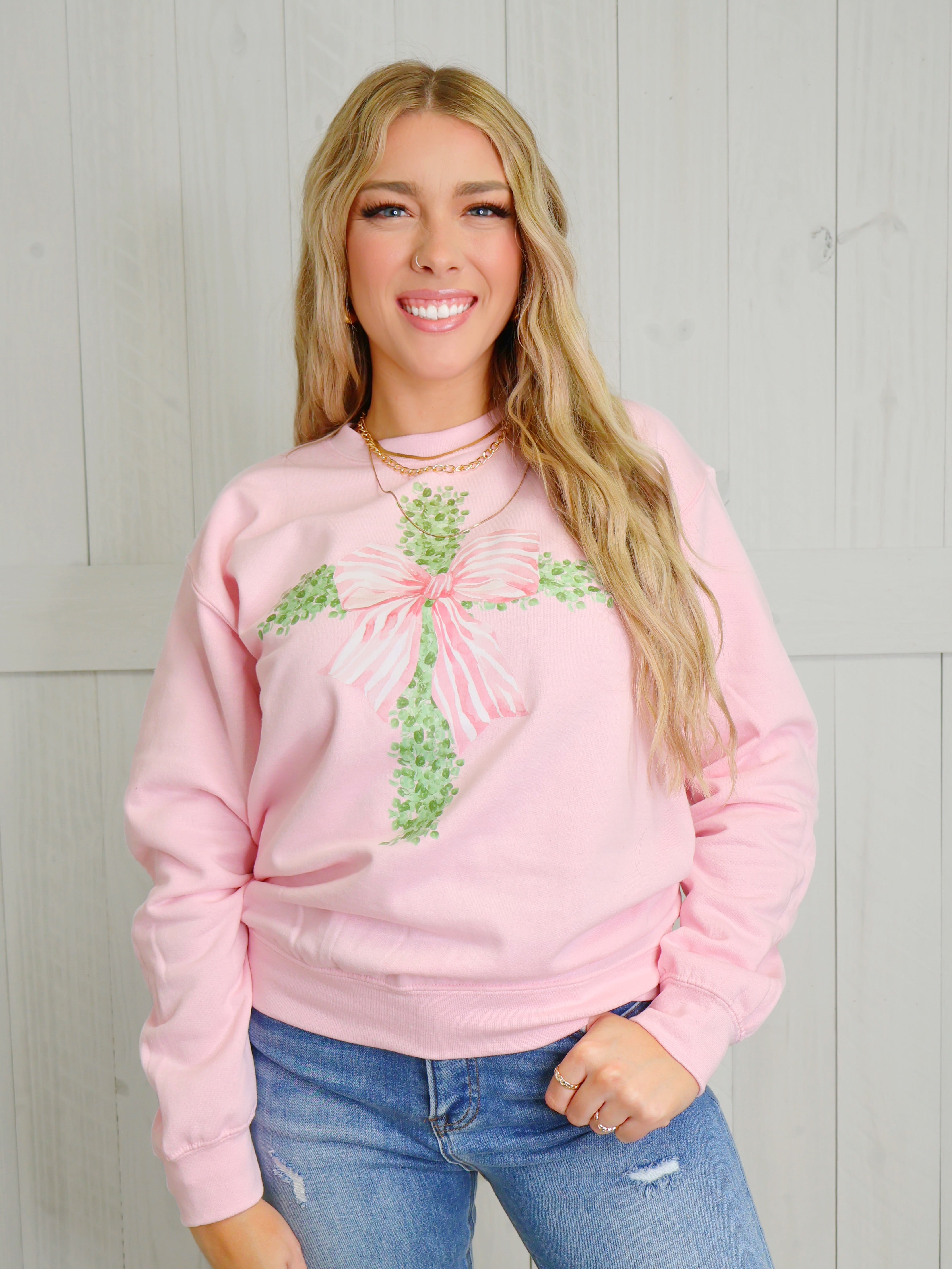 Women’s Bow Cross Graphic Sweatshirt