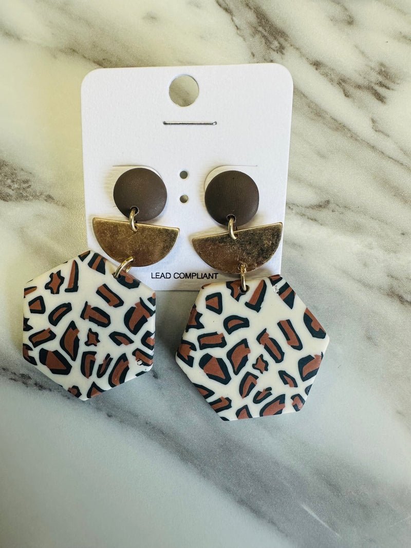 Women’s Brown Cheetah Print Earrings