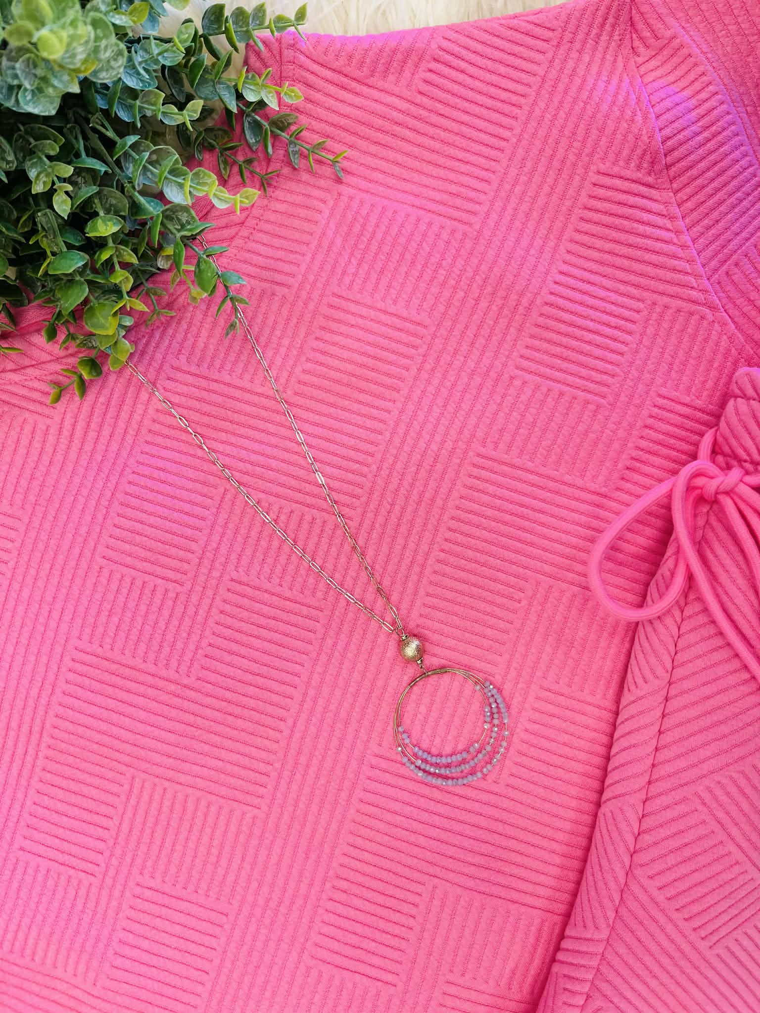Women’s Bubble Gum Pink Textured Pant Set