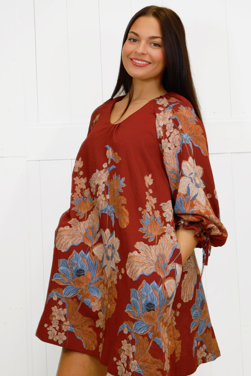 Women’s Burgundy’s Floral Embroidered Dress