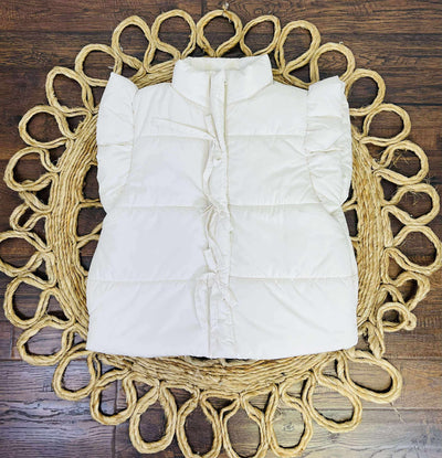 Women’s Ceam Flutter Sleeve Bow Detail Puffer Vest - Sweater Top