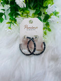 Women’s Charcoal and Silver Hoops Earrings