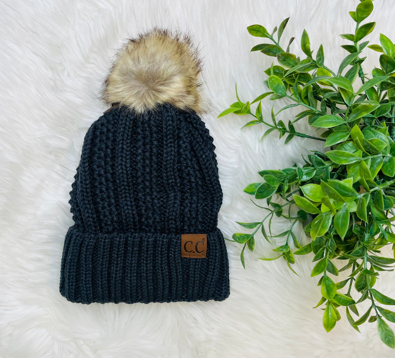 Women’s Charcoal knit CC beanie