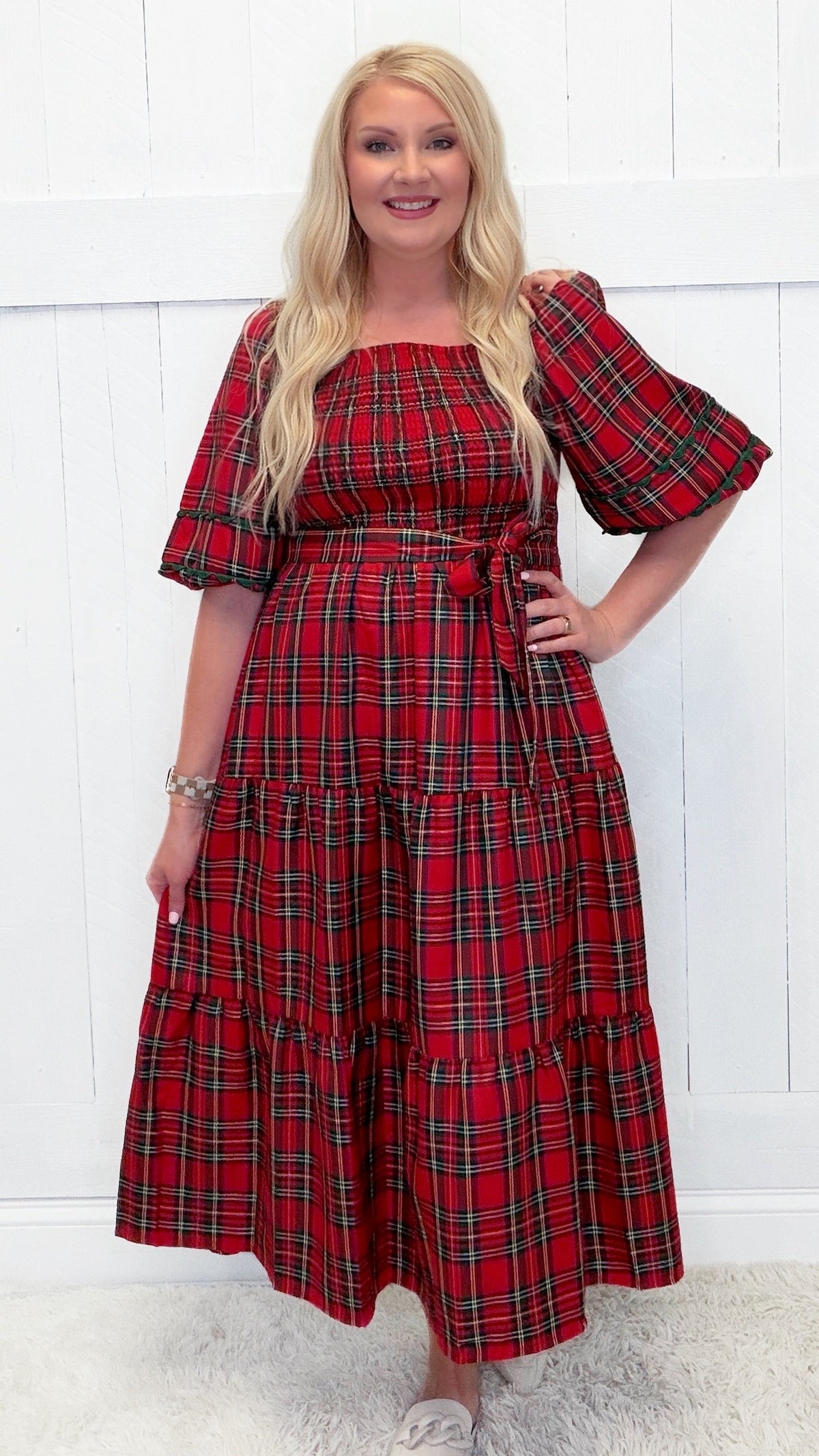 Women’s Red Plaid Maxi Dress