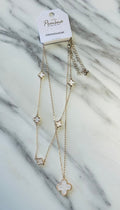 Women’s Chrome Clover and Gold 2 Piece Necklace