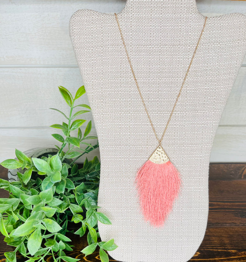 Women’s Coral Tassel Necklace