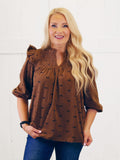 Women’s Corduroy Brown Bow Top