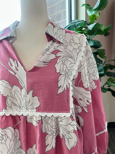 Women’s Curvy Entro Pink Floral Top