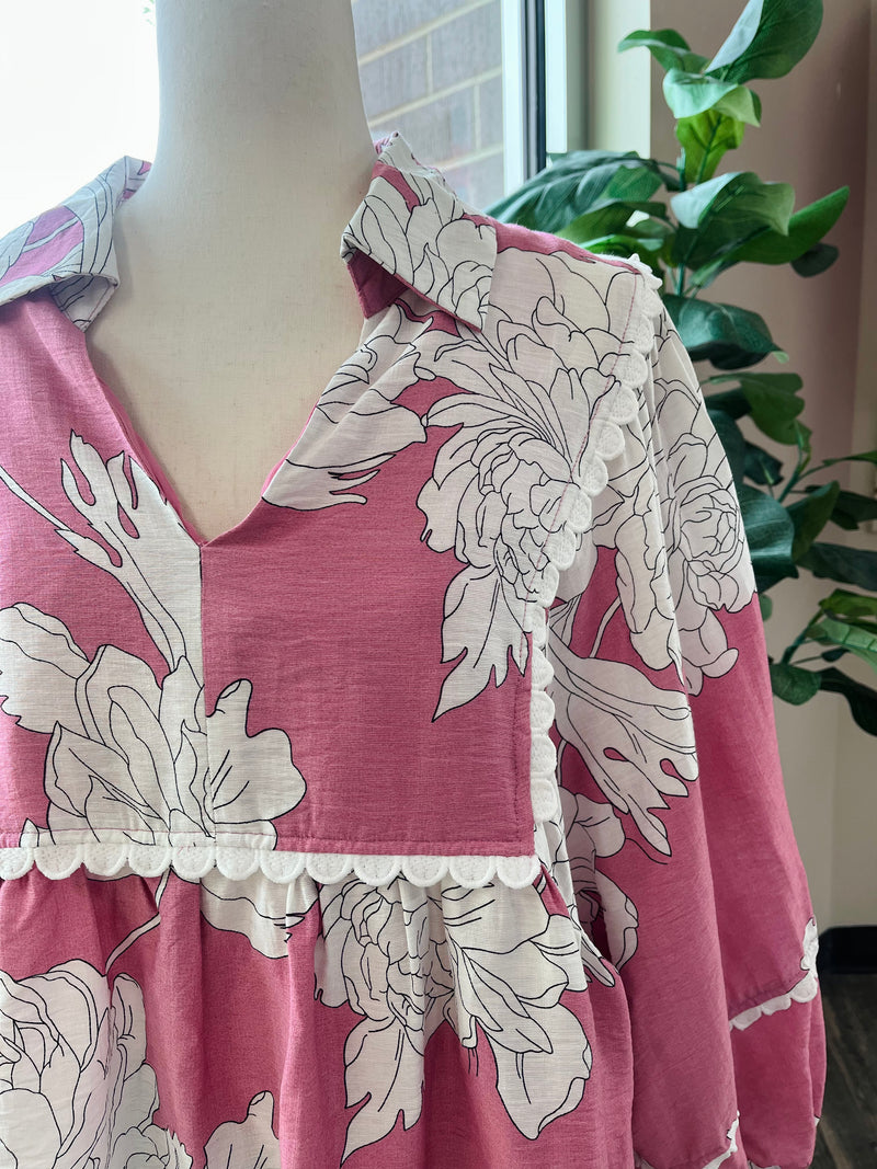 Women’s Curvy Entro Pink Floral Top