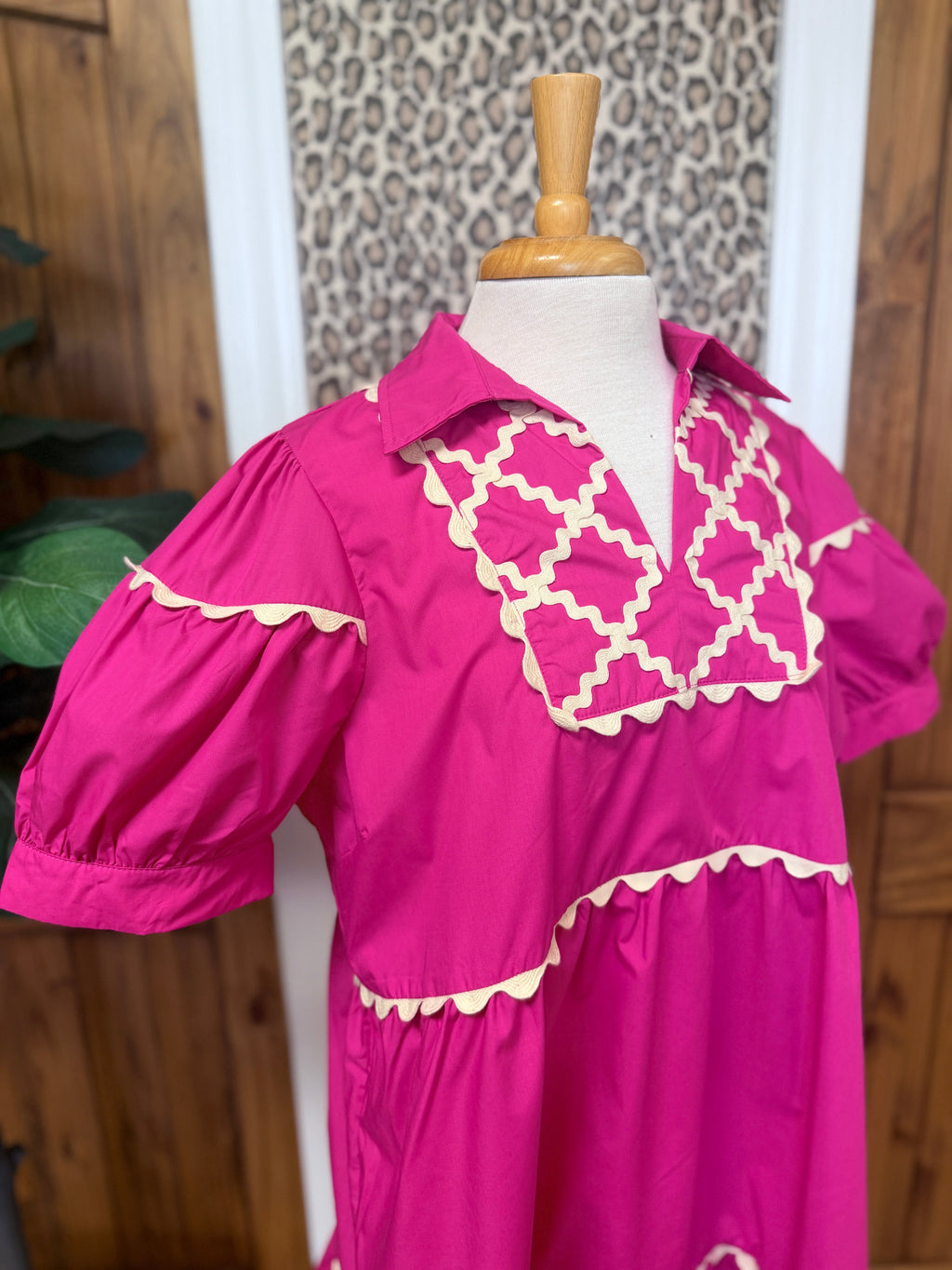 Women’s Curvy Umgee Pink RicRac Trim Dress