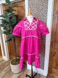 Women’s Curvy Umgee Pink RicRac Trim Dress