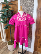 Women’s Curvy Umgee Pink RicRac Trim Dress