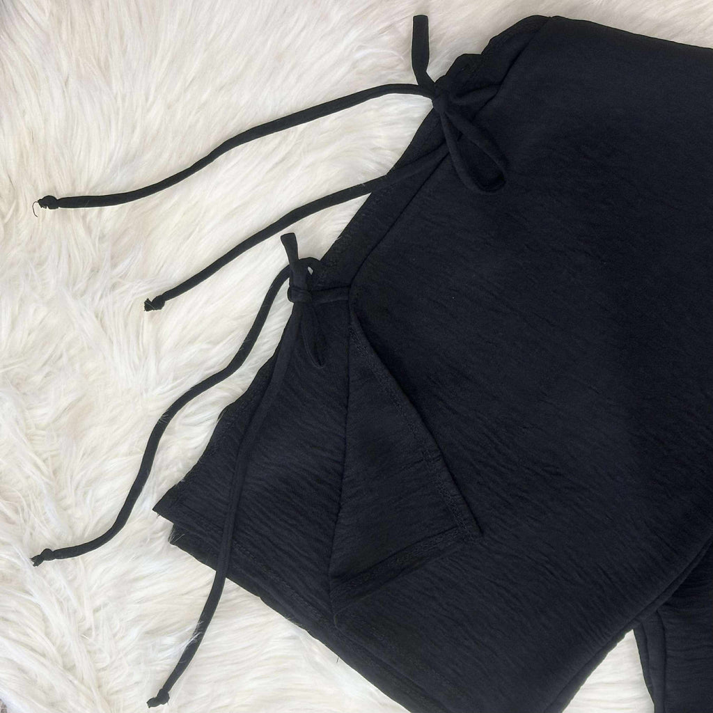 Women’s Drawstring Elastic Waist Wide Leg Pants with Side Tie Details