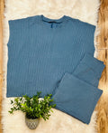 Women’s Dusty Blue Ribbed Sleeveless Pant Set