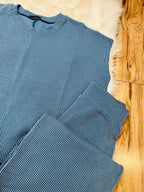 Women’s Dusty Blue Ribbed Sleeveless Pant Set