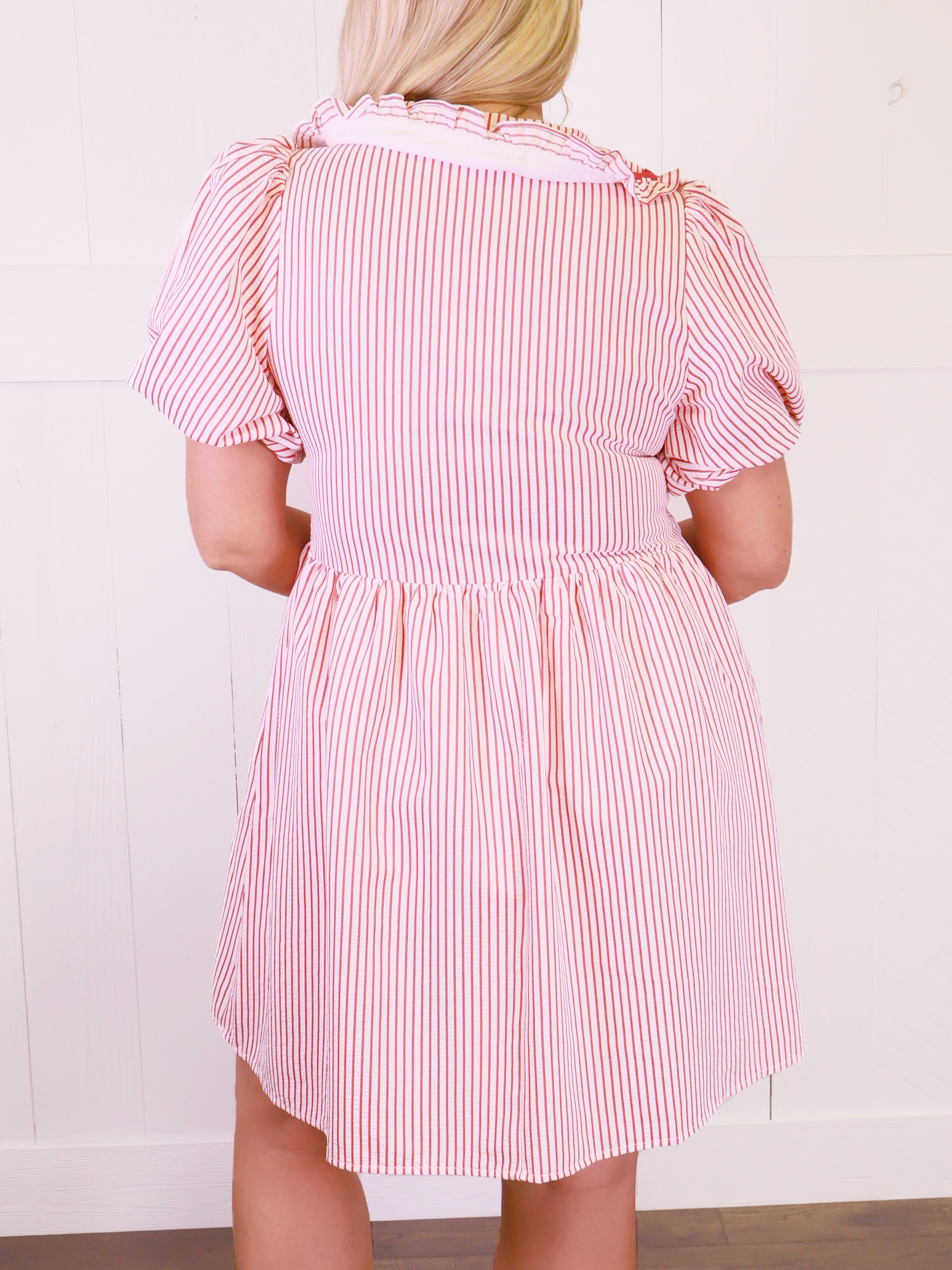 Women’s Entro Red Striped Bow Tie Dress FW