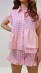 Women's Fantastic Fawn Flutter Sleeve Seersucker Set
