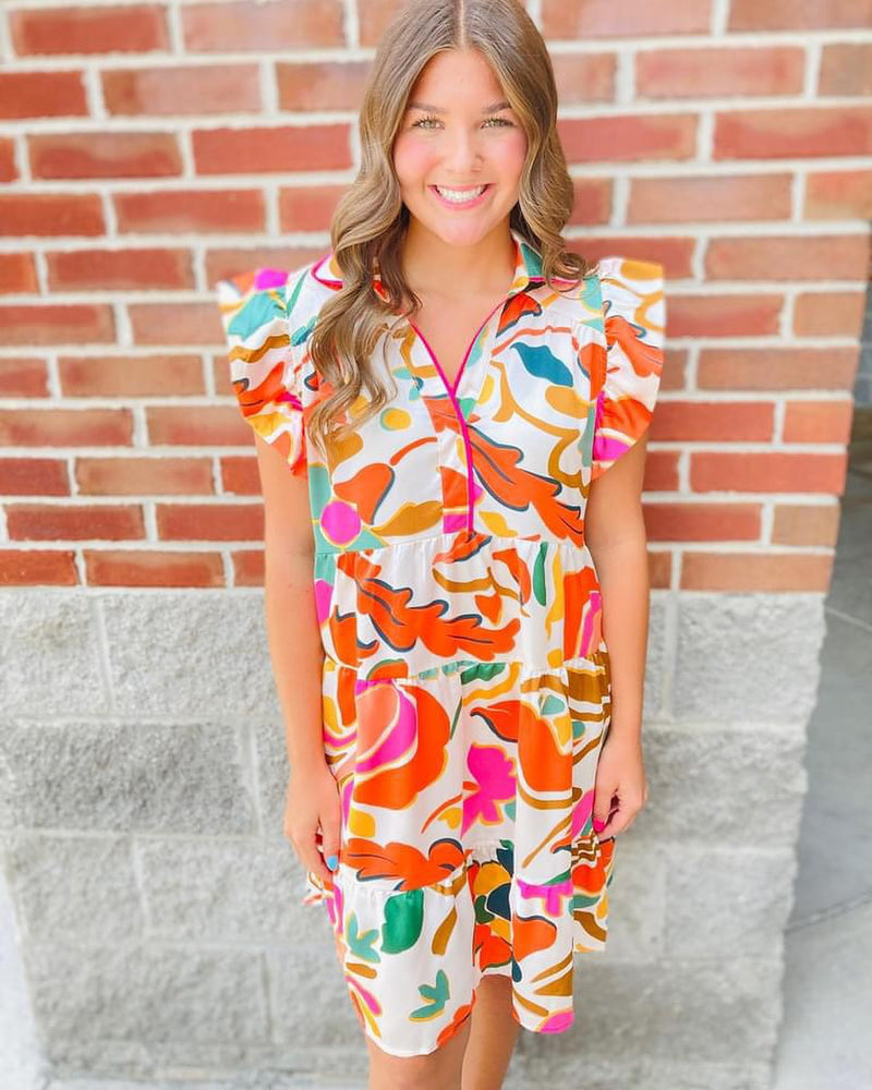 Women’s Floral Dress with Ruffle Sleeves - Mini Mee Boutique