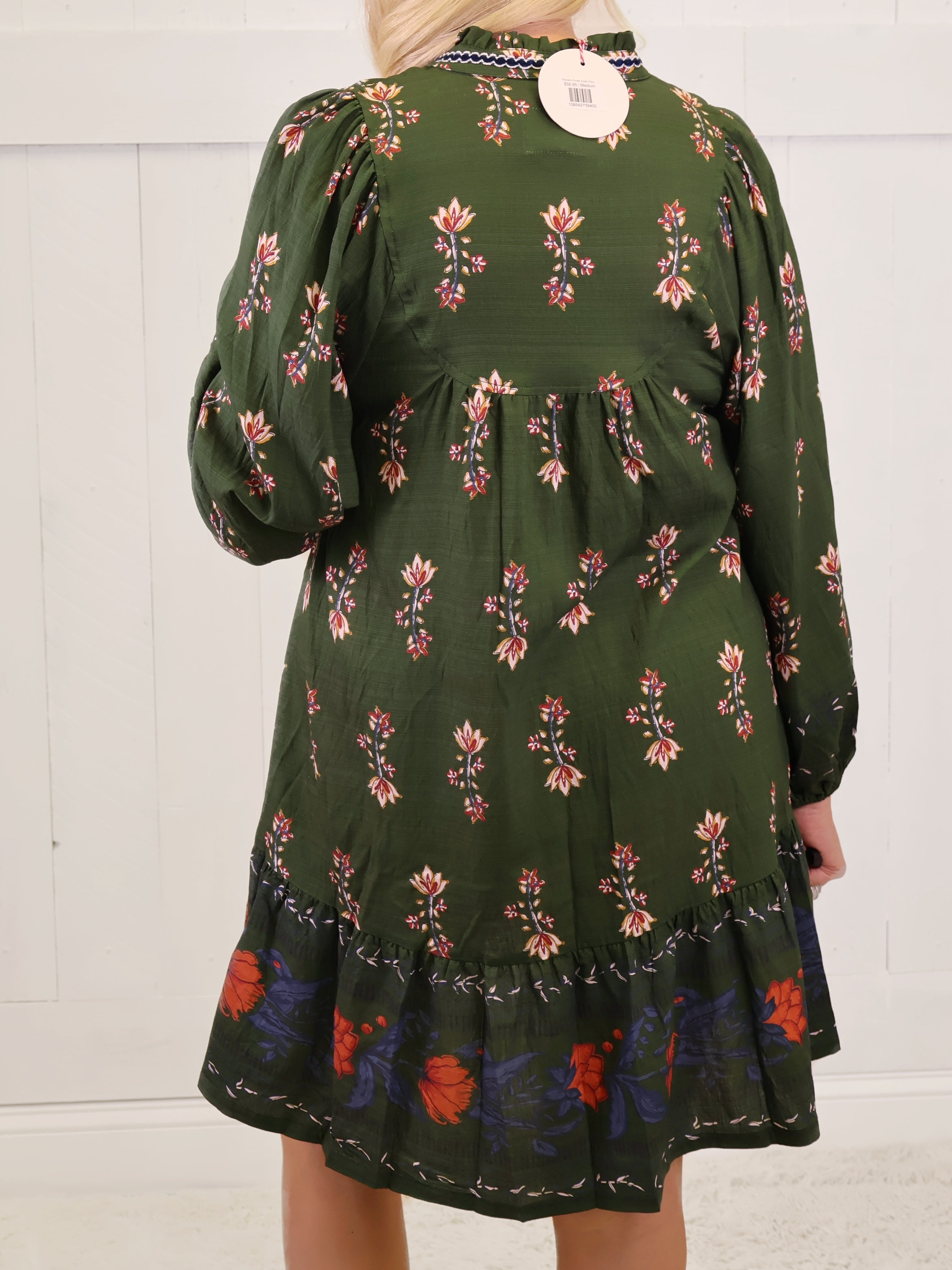 Women’s Forest Green Floral Dress FW