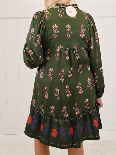 Women’s Forest Green Floral Dress