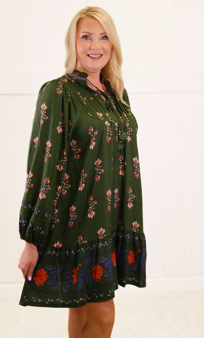 Women’s Forest Green Floral Dress