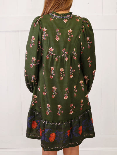 Women’s Forest Green Floral Dress