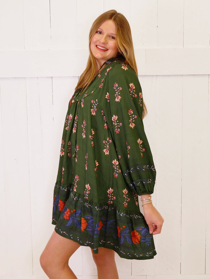 Women’s Forest Green Floral Dress