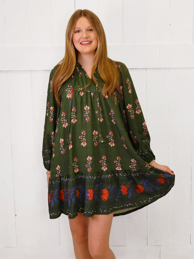 Women’s Forest Green Floral Dress