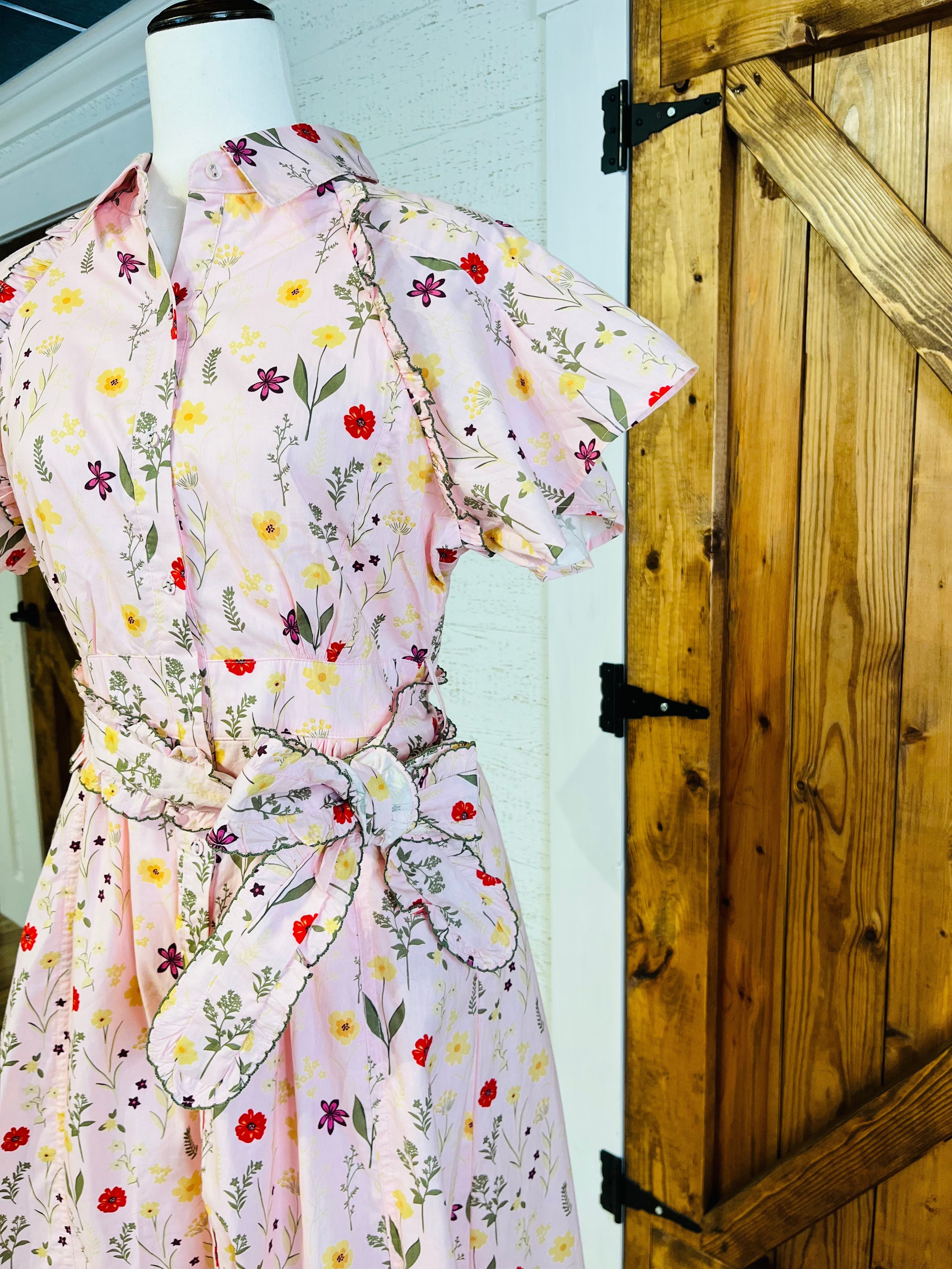 Women’s GiGiO Baby Pink Belted Floral Dress