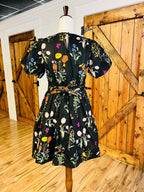 Women’s GiGiO Black Floral Tie Waist Dress