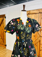Women’s GiGiO Black Floral Tie Waist Dress