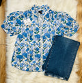 Women’s GiGiO Blue Floral Top