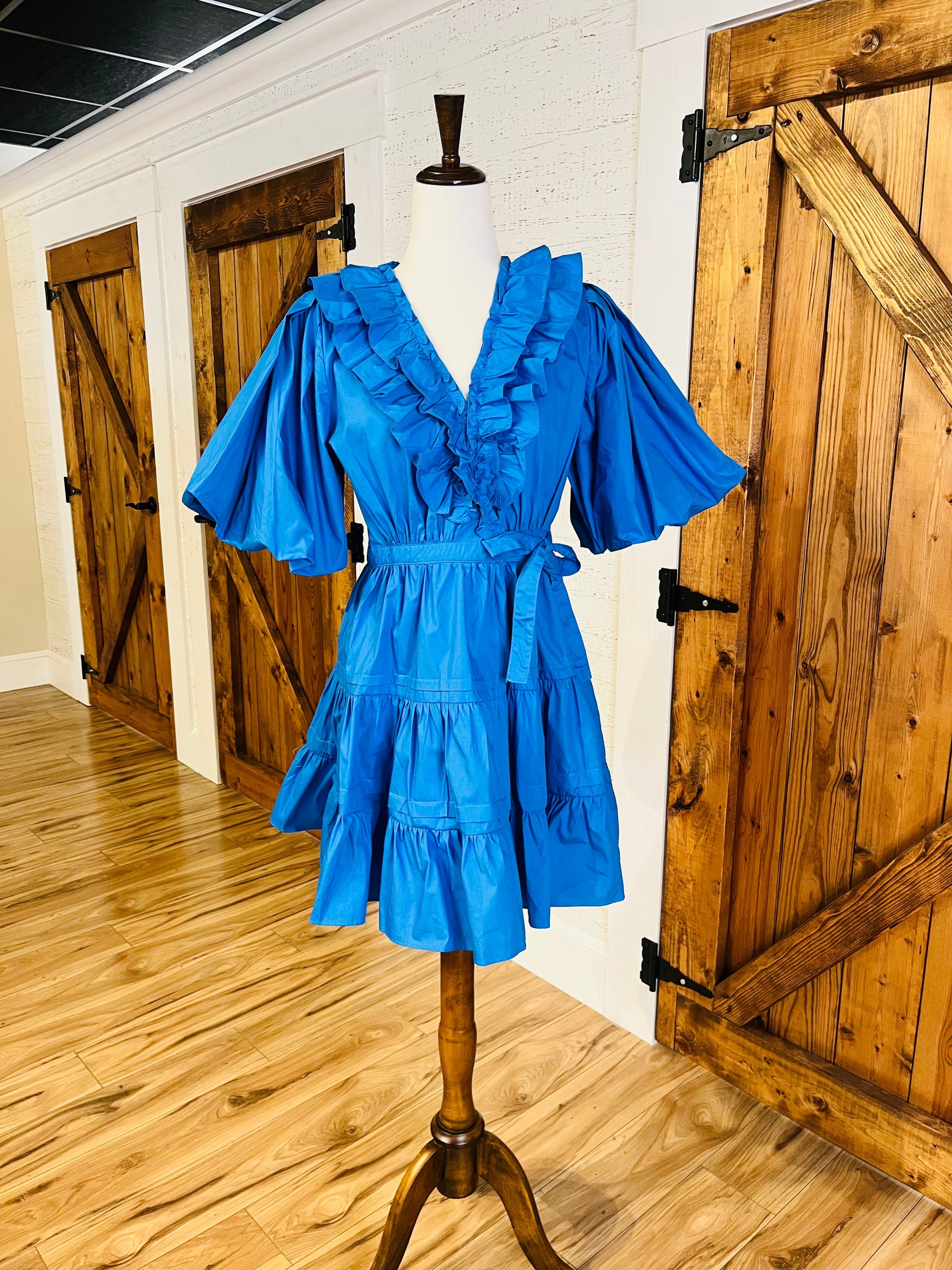 Women's GiGiO Cobalt Blue Tiered Wrap Dress – Mini Mee