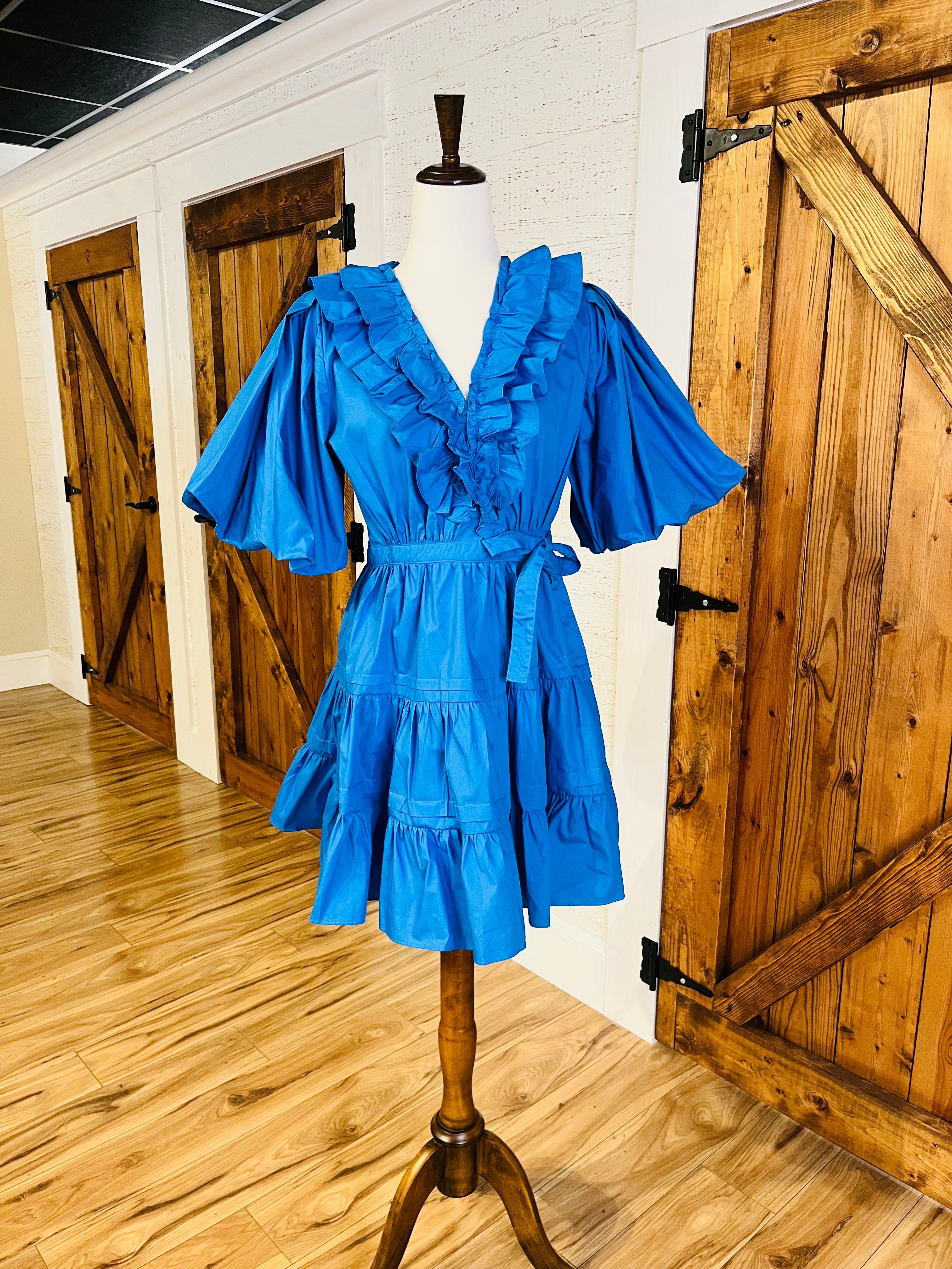 Women’s GiGiO Cobalt Blue Tiered Wrap Dress
