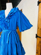 Women’s GiGiO Cobalt Blue Tiered Wrap Dress
