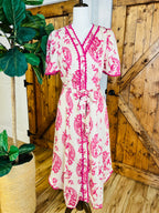 Women’s GiGiO Decorative Print Waist Tie Maxi Dress