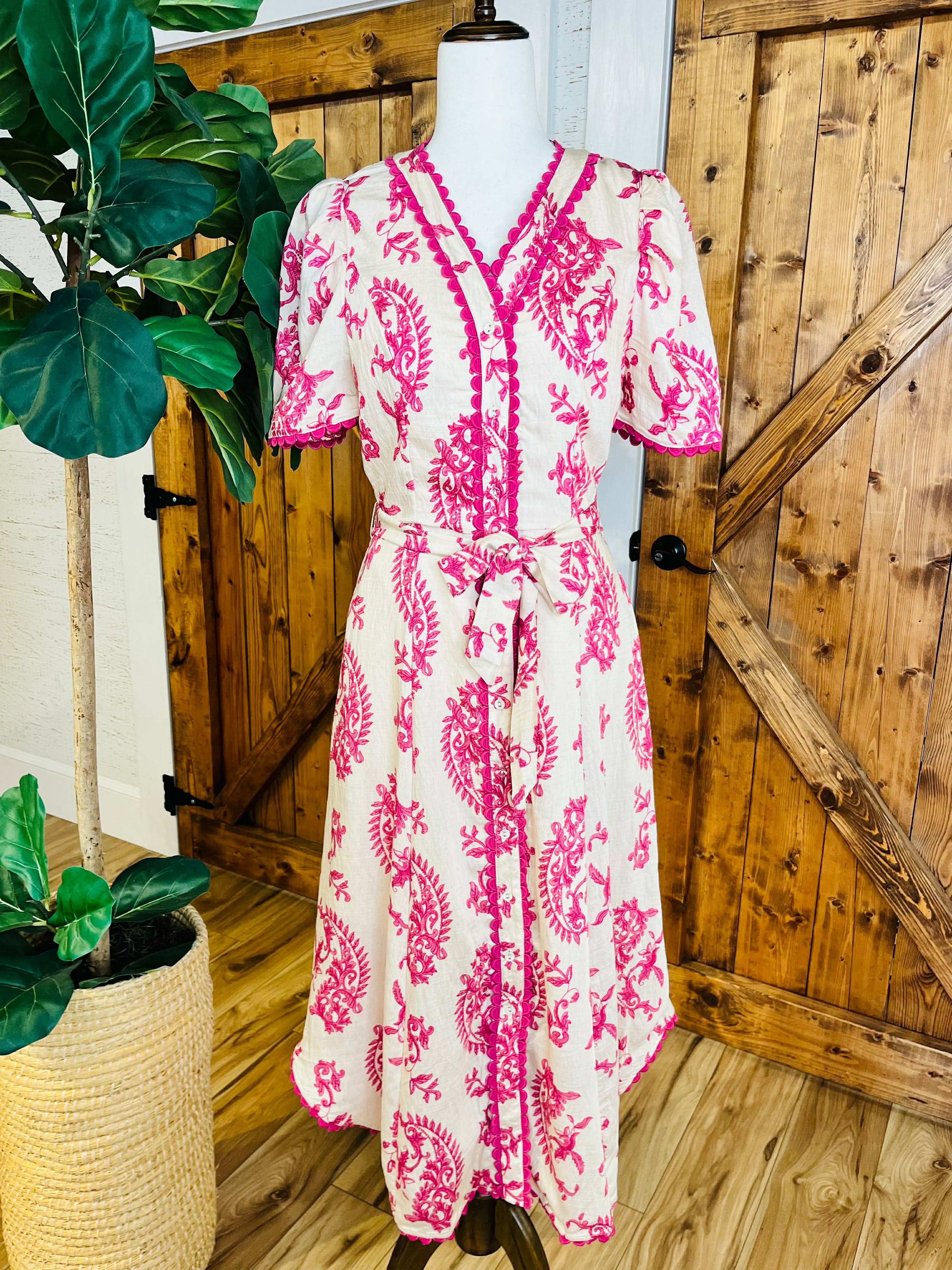 Women’s GiGiO Decorative Print Waist Tie Maxi Dress