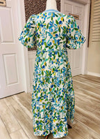 Women’s GiGiO Floral Print Tiered Midi Dress with Decorative Trim