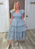 Women’s GiGiO Floral Tiered elastic waist Midi Dress