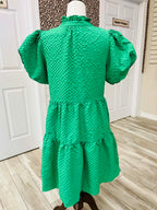 Women’s GiGiO Green Seersucker Puff Sleeve Mini Dress