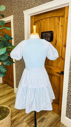 Women’s GiGiO Mini Dress with Layered Tiers in Baby Blue