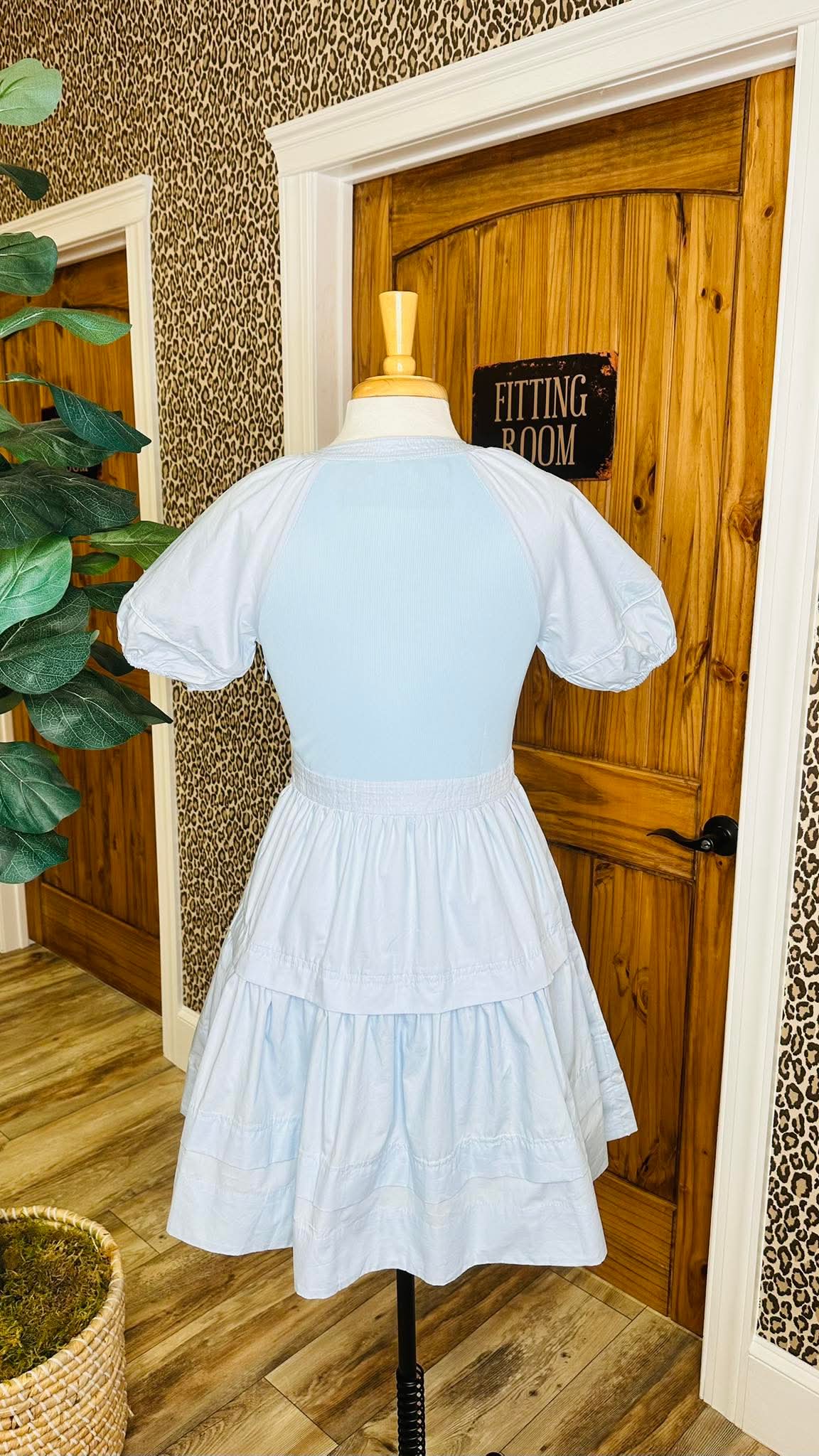 Women’s GiGiO Mini Dress with Layered Tiers in Baby Blue