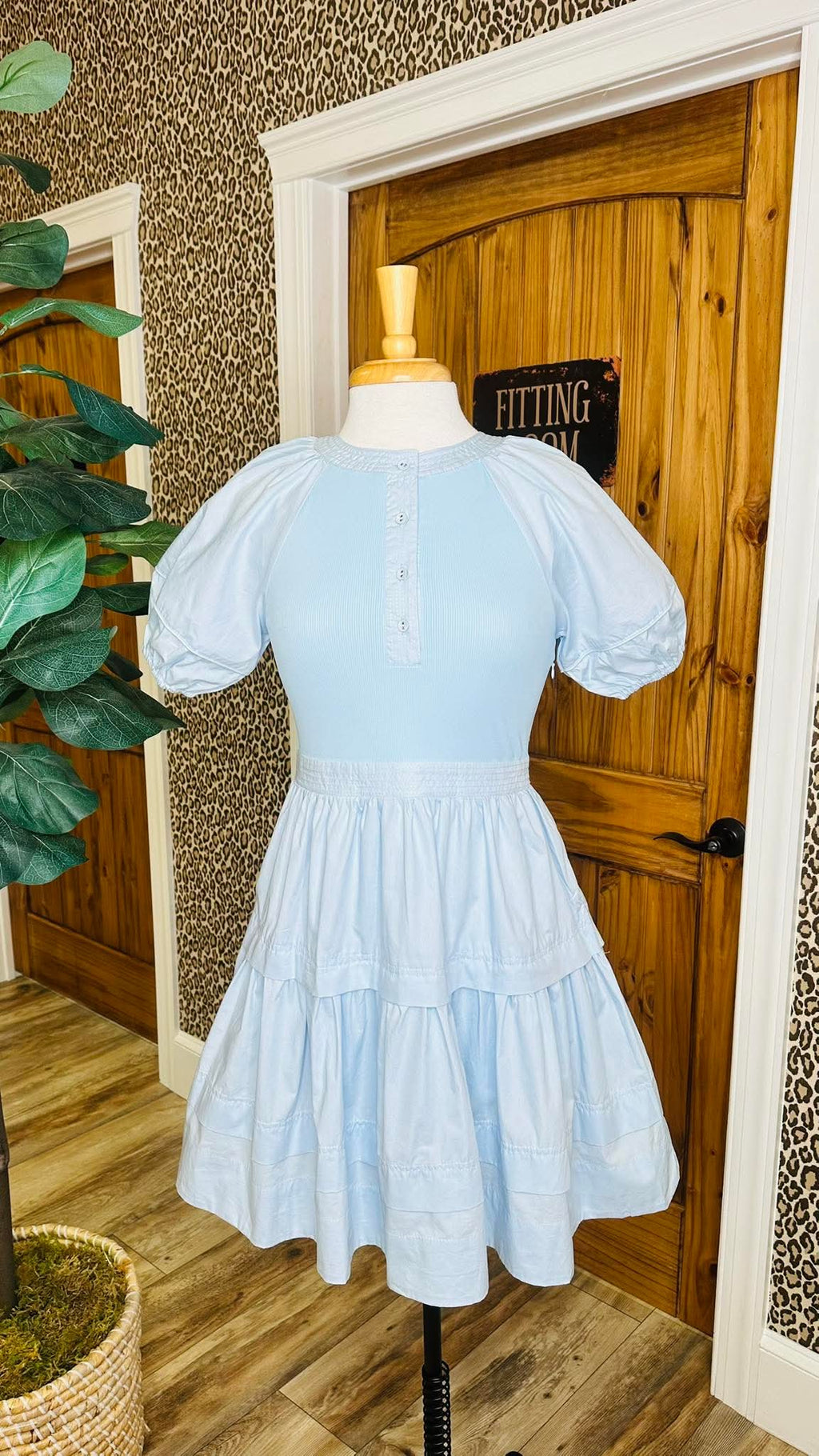 Women’s GiGiO Mini Dress with Layered Tiers in Baby Blue