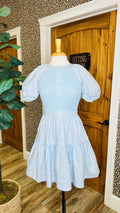 Women’s GiGiO Mini Dress with Layered Tiers in Baby Blue