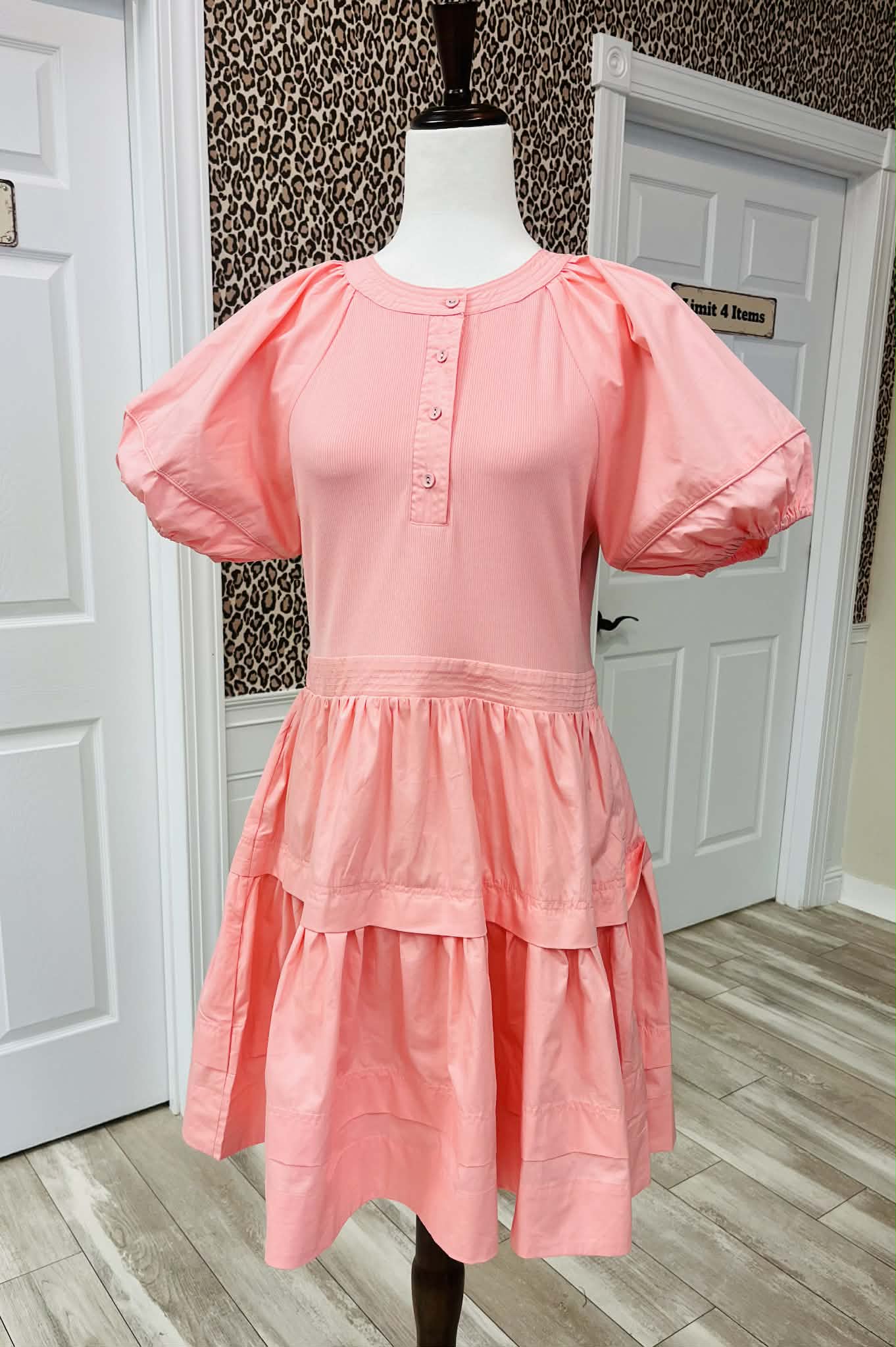 Women’s GiGiO Mini Dress with Layered Tiers in Pink
