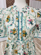 Women’s GiGiO Winding Vine Green Floral Print Button Down Dress