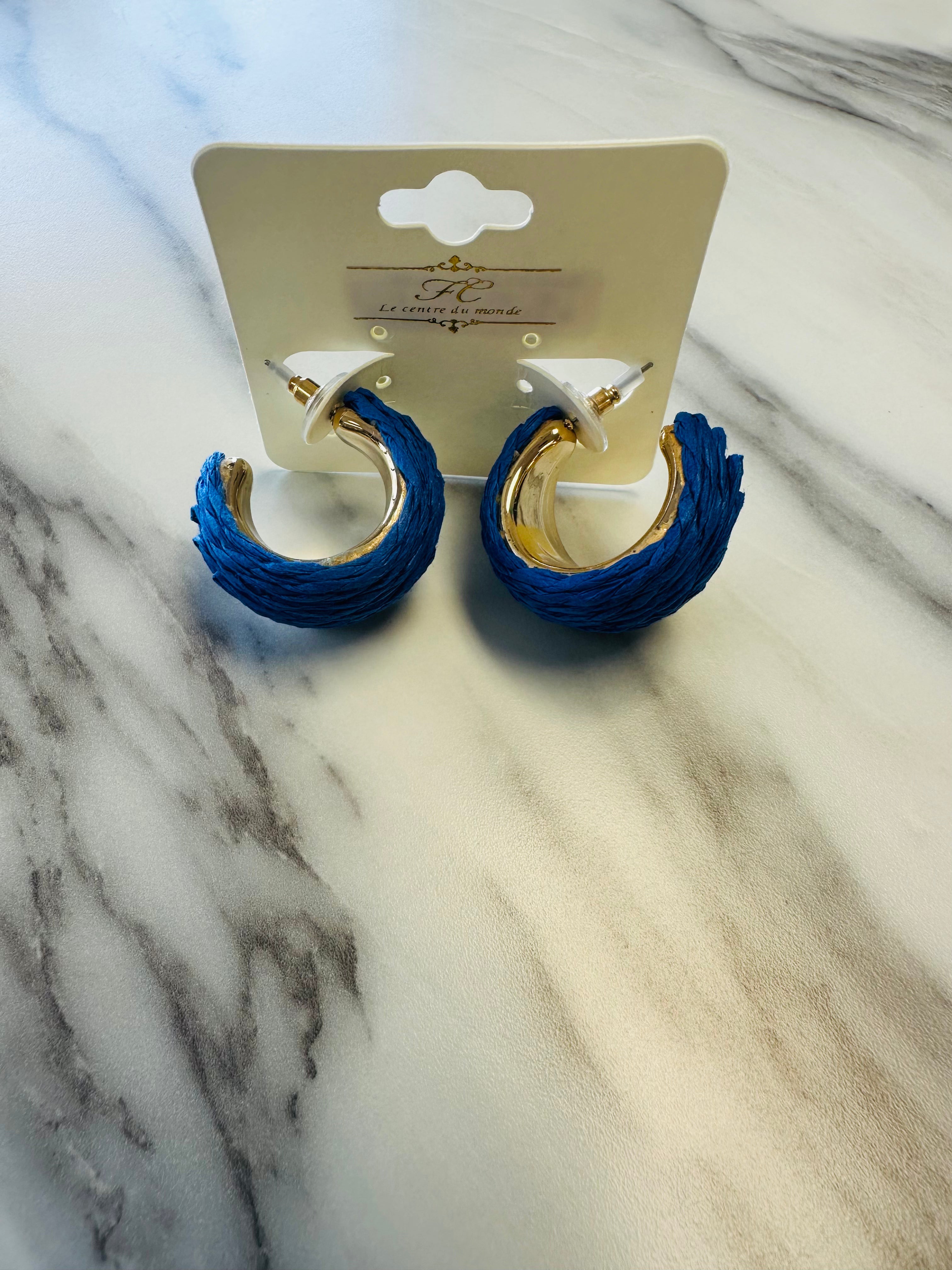 Women’s Golden Blue Hoops Earrings